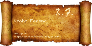 Krohn Ferenc névjegykártya